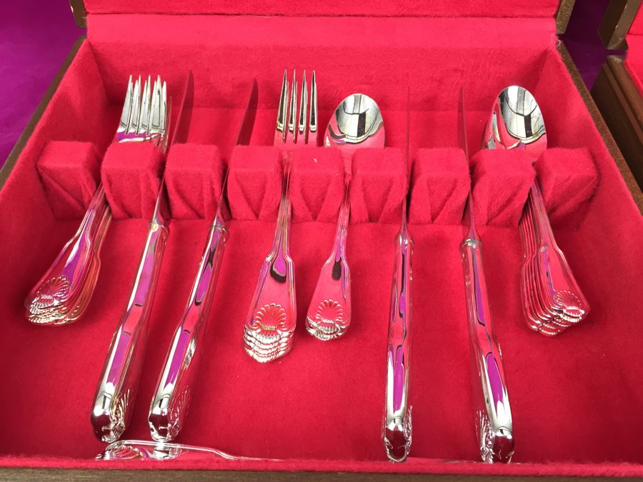 Set Of Silverplate Flatware With Two Silverware Boxes [Photo 6]