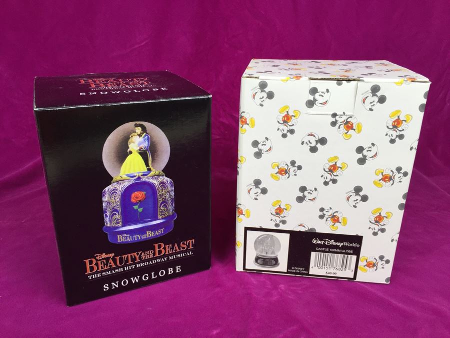 Disney Beauty And The Beast Snow Globe And Walt Disney World Castle 100MM Globe New In Box [Photo 1]