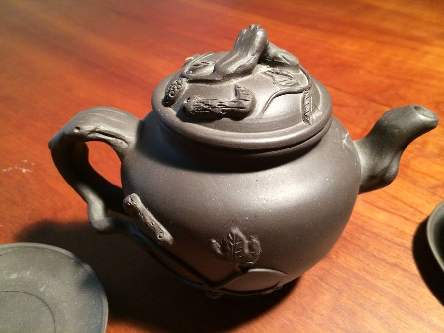 Handmade Teapot with (1) Cup and Saucer and (3) Extra Saucers [Photo 2]