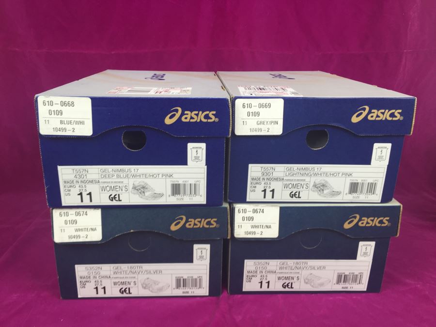 Set Of 4 Women's ASICS GEL Running Shoes Size 11 New In Box