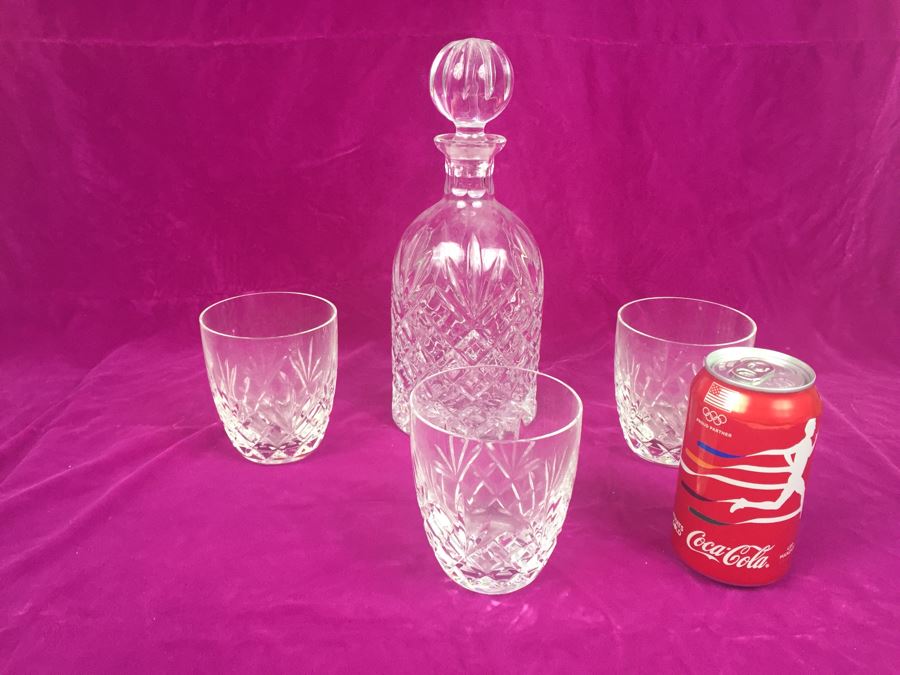 BLOCK Crystal Decanter And 3 Crystal Glasses