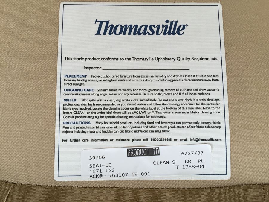 Elegant Thomasville Curved Back Silk Sofa [Photo 3]