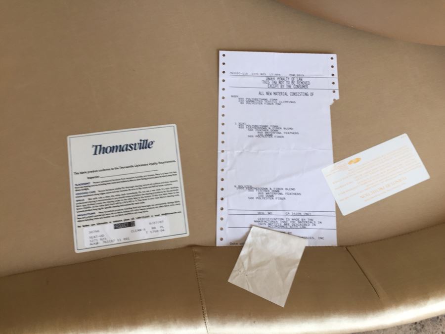 Elegant Thomasville Curved Back Silk Sofa [Photo 10]