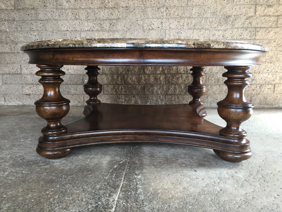 Round Marble Top Coffee Table With Wooden Base [Photo 10]