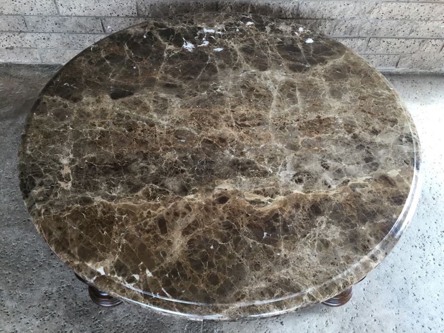 Round Marble Top Coffee Table With Wooden Base [Photo 4]