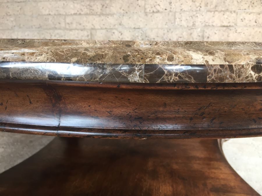 Round Marble Top Coffee Table With Wooden Base [Photo 9]