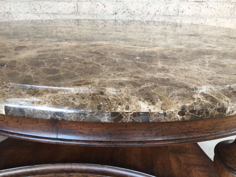 Round Marble Top Coffee Table With Wooden Base [Photo 8]