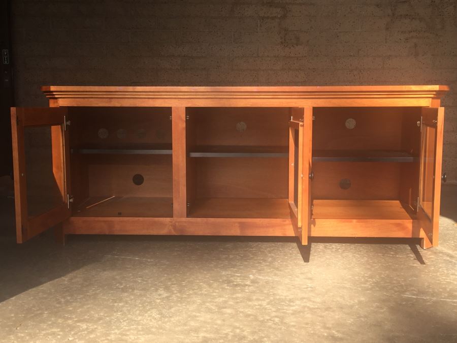 Nice Wooden Credenza With Storage And Hutch [Photo 2]