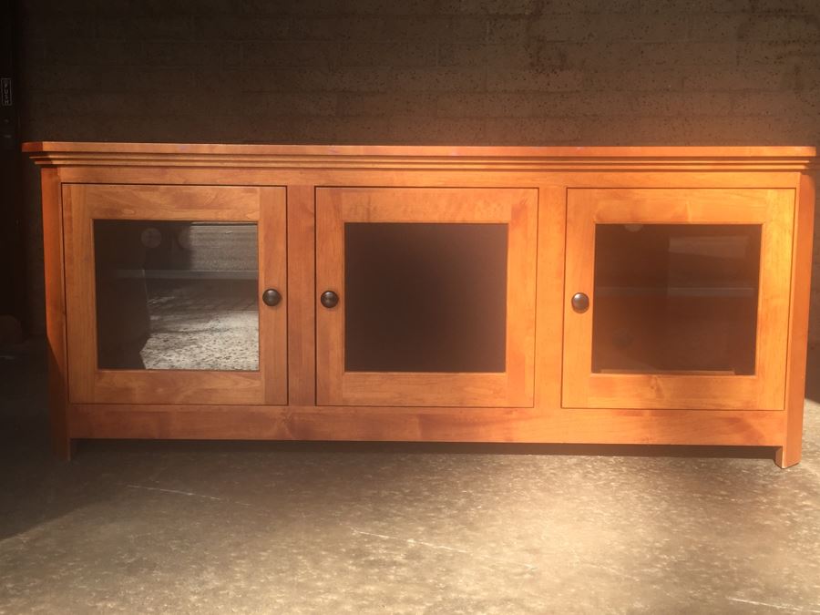 Nice Wooden Credenza With Storage And Hutch