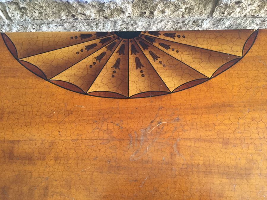 Elegant Demilune Painted Faux Inlay Console Table [Photo 6]