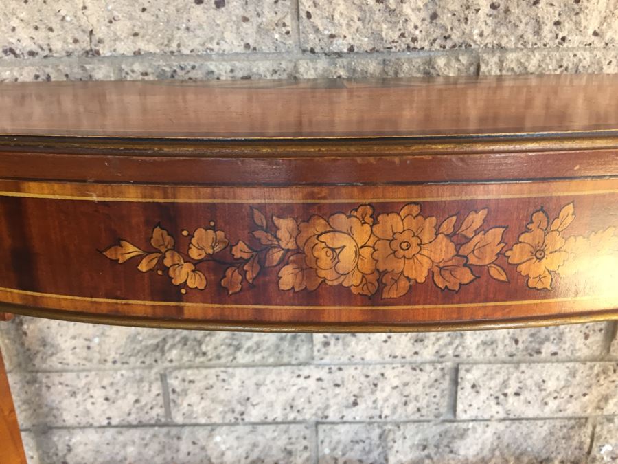 Elegant Demilune Painted Faux Inlay Console Table [Photo 4]