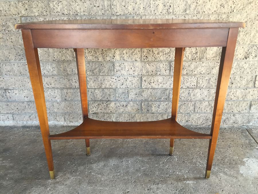 Elegant Demilune Painted Faux Inlay Console Table [Photo 10]