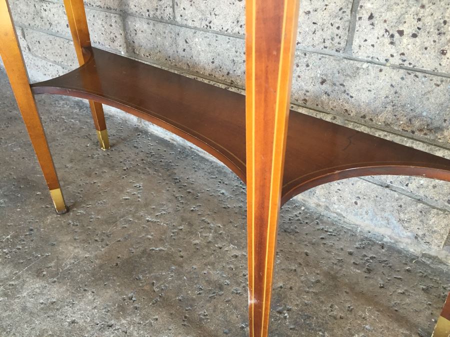 Elegant Demilune Painted Faux Inlay Console Table [Photo 9]