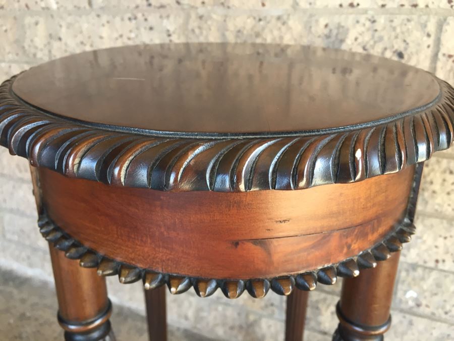 Vintage Wooden Oval Table With Unusual Wood Carvings [Photo 7]