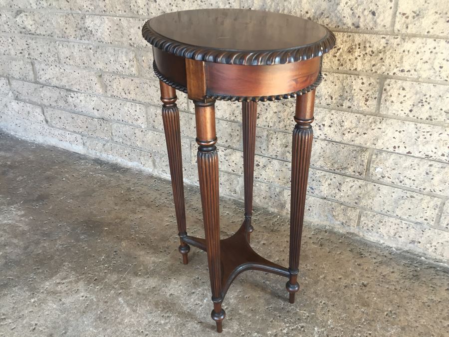 Vintage Wooden Oval Table With Unusual Wood Carvings [Photo 2]