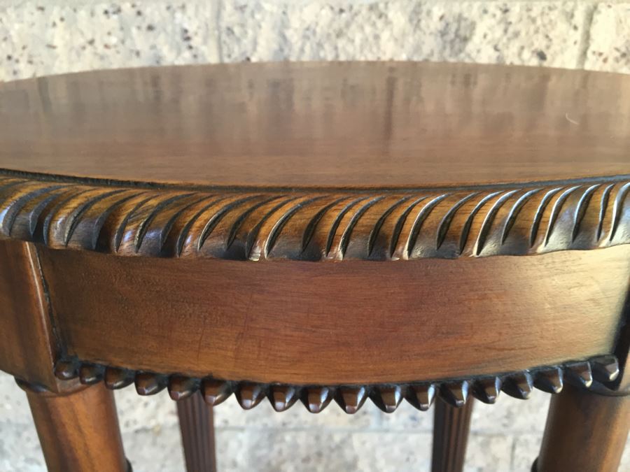 Vintage Wooden Oval Table With Unusual Wood Carvings [Photo 3]