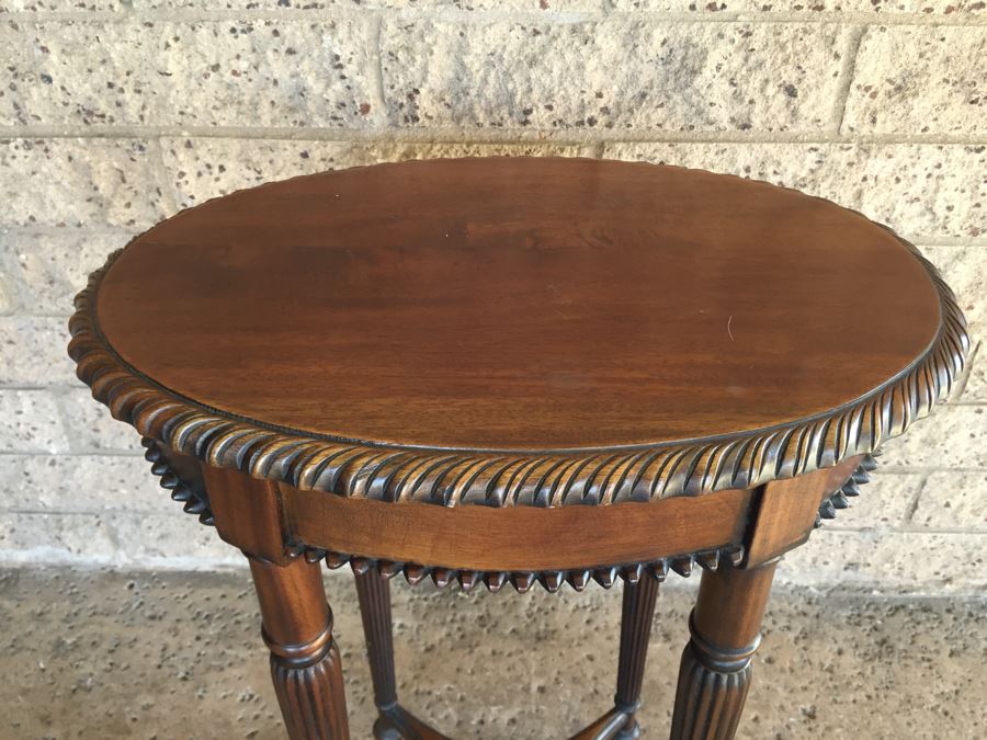 Vintage Wooden Oval Table With Unusual Wood Carvings [Photo 5]