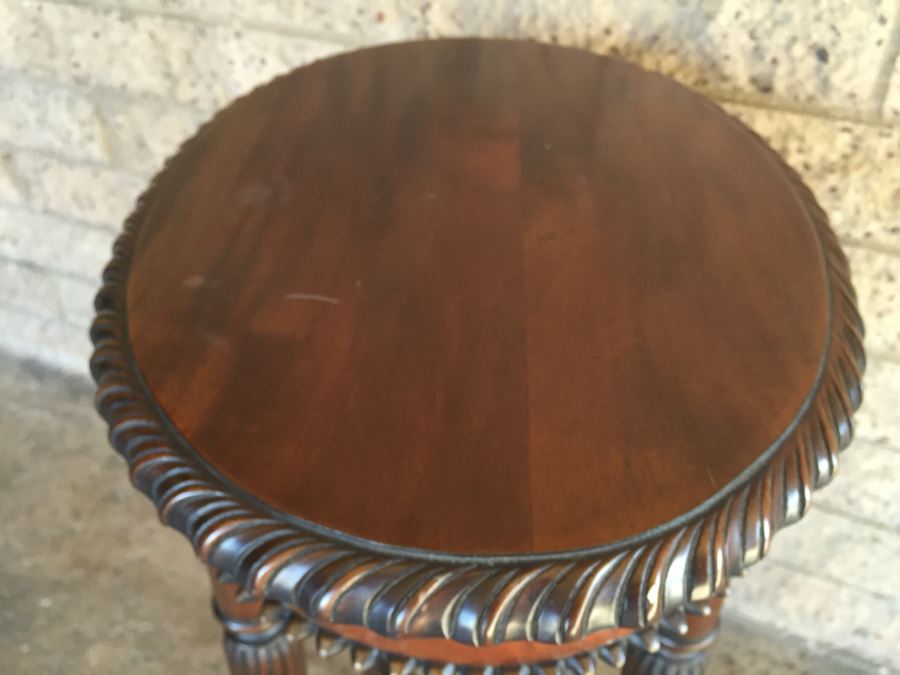 Vintage Wooden Oval Table With Unusual Wood Carvings [Photo 8]