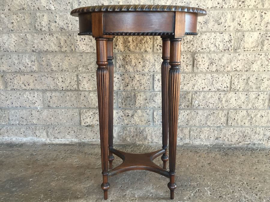 Vintage Wooden Oval Table With Unusual Wood Carvings [Photo 4]