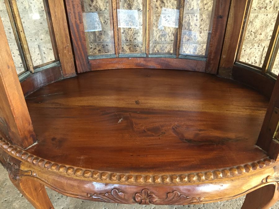 Beautiful French Provencial Curio Cabinet Bar Oval Windowed With Removable Top Tray [Photo 15]