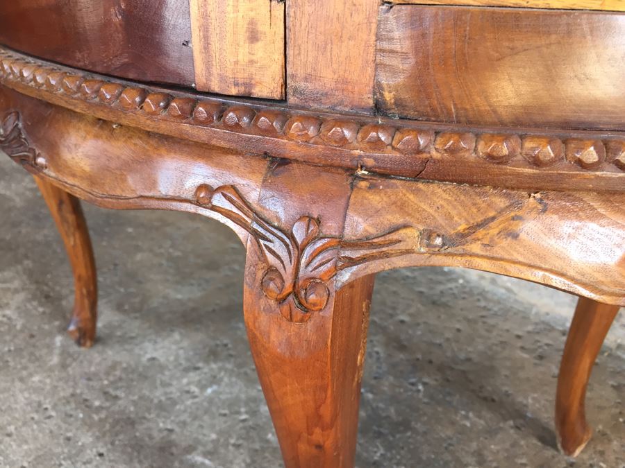 Beautiful French Provencial Curio Cabinet Bar Oval Windowed With Removable Top Tray [Photo 11]