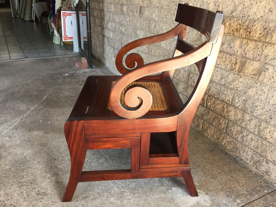 Solid Cane Seat Chair That Transforms Into A Library Ladder Made In Italy [Photo 27]