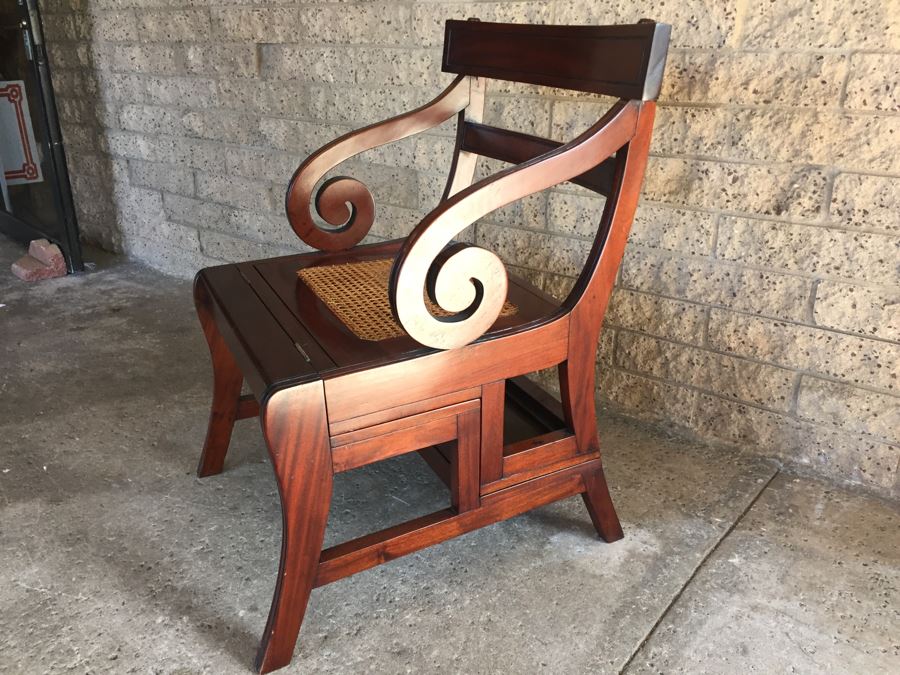 Solid Cane Seat Chair That Transforms Into A Library Ladder Made In Italy [Photo 24]