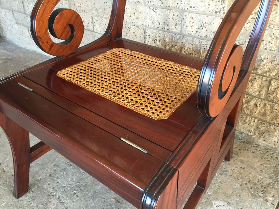 Solid Cane Seat Chair That Transforms Into A Library Ladder Made In Italy [Photo 21]