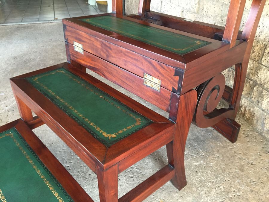 Solid Cane Seat Chair That Transforms Into A Library Ladder Made In Italy [Photo 6]