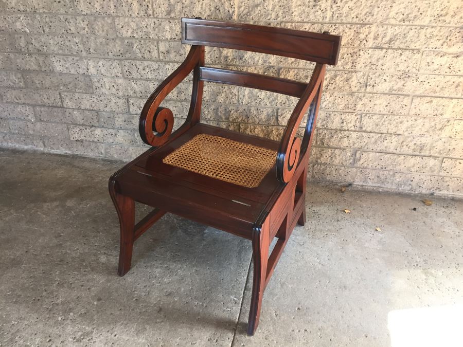Solid Cane Seat Chair That Transforms Into A Library Ladder Made In Italy [Photo 19]
