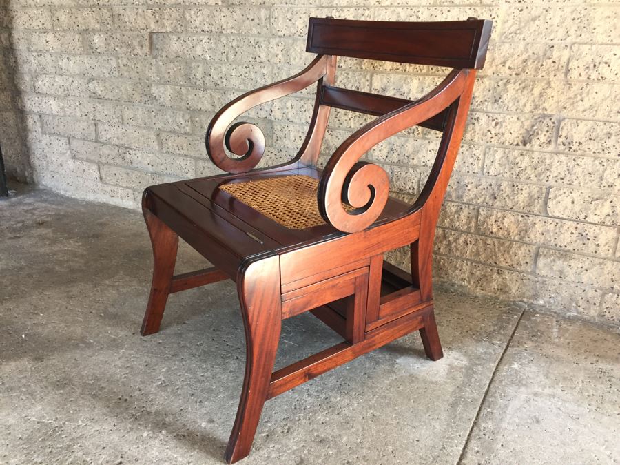 Solid Cane Seat Chair That Transforms Into A Library Ladder Made In Italy [Photo 23]