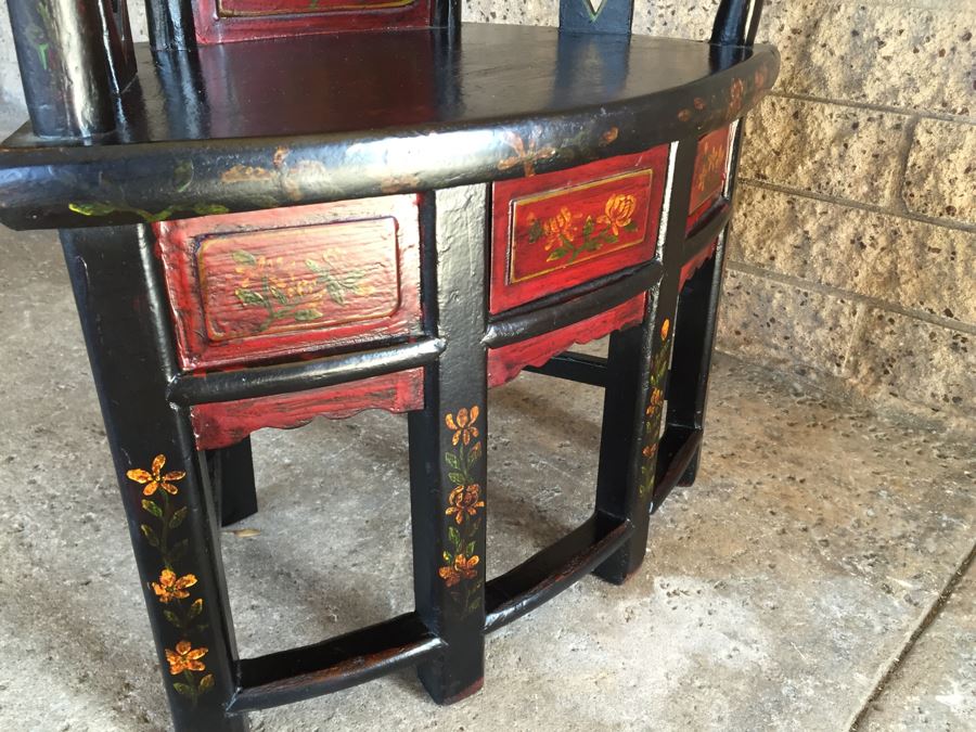 Painted Chinese Chair With Drawer Under Seat [Photo 15]