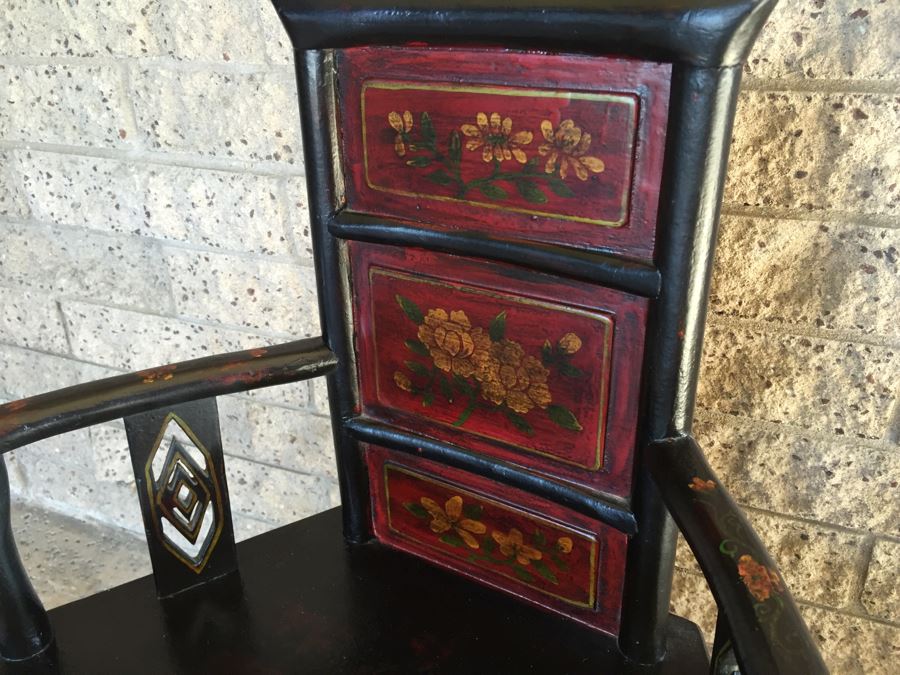 Painted Chinese Chair With Drawer Under Seat [Photo 10]
