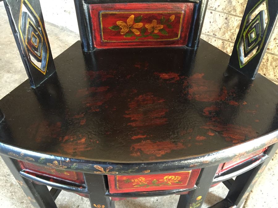 Painted Chinese Chair With Drawer Under Seat [Photo 19]