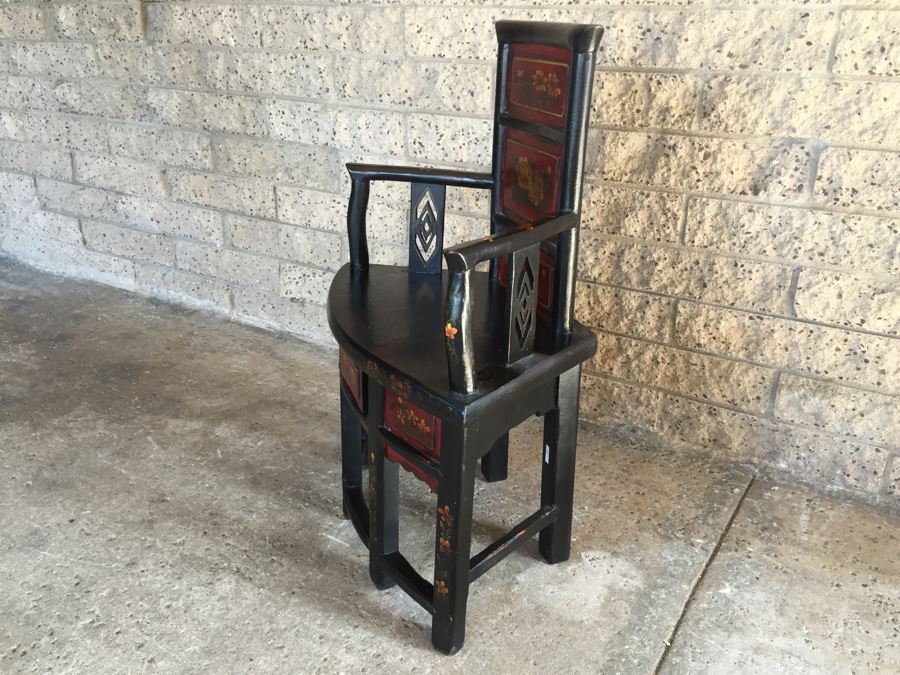 Painted Chinese Chair With Drawer Under Seat [Photo 17]