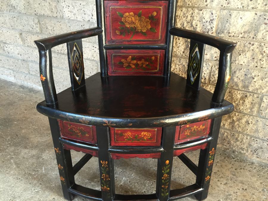 Painted Chinese Chair With Drawer Under Seat [Photo 5]