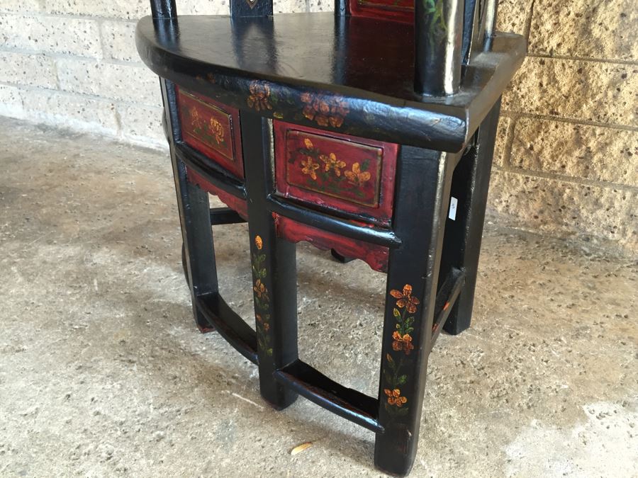 Painted Chinese Chair With Drawer Under Seat [Photo 9]