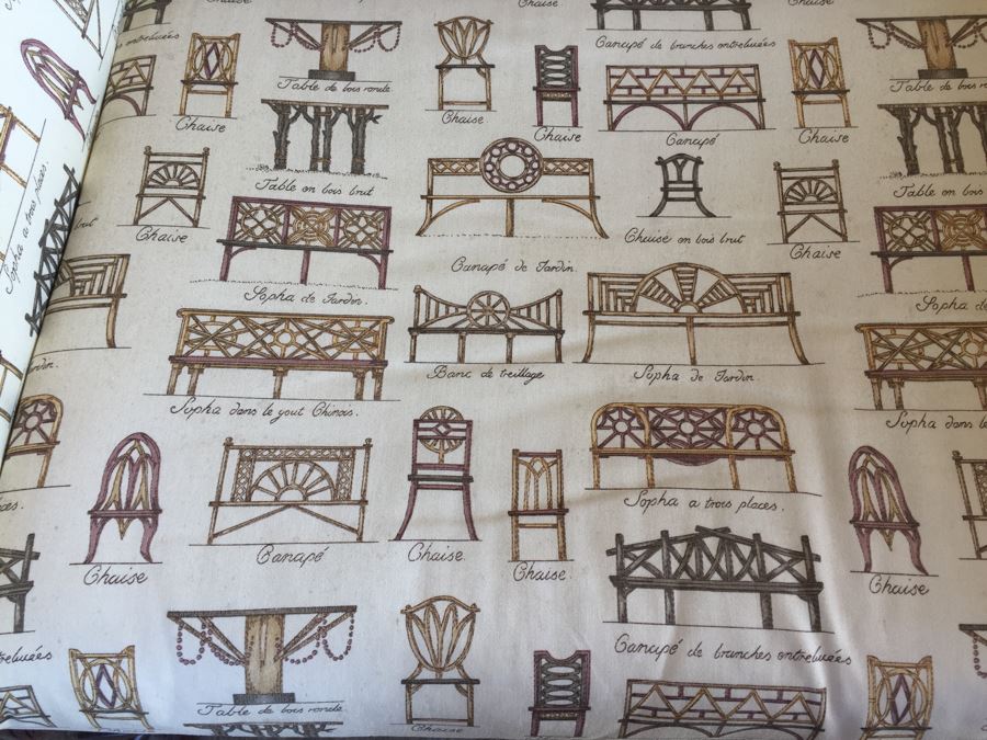 Classy Upholstered Bench With Antique Furniture Print [Photo 3]