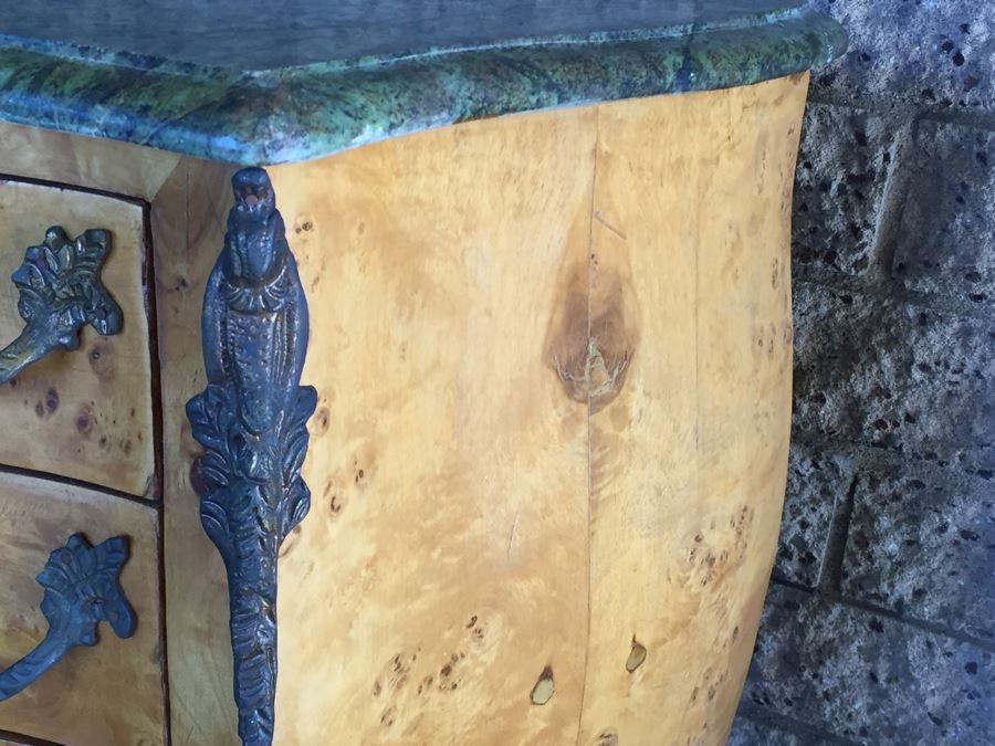 Small Bow Front Chest Of Drawers With Nice Marble Top [Photo 8]
