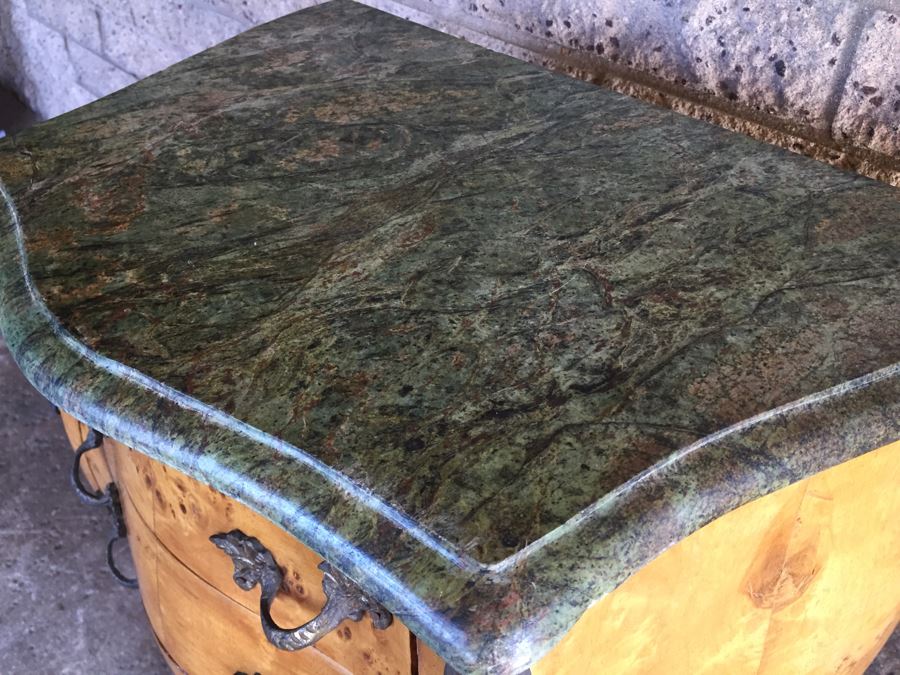Small Bow Front Chest Of Drawers With Nice Marble Top [Photo 6]