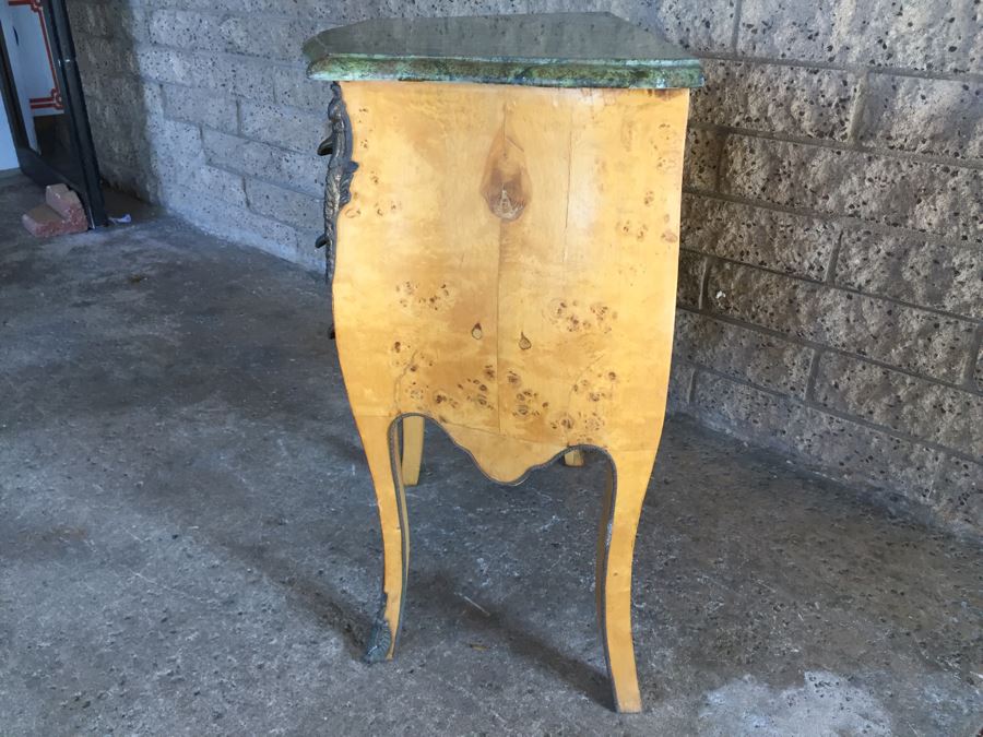 Small Bow Front Chest Of Drawers With Nice Marble Top [Photo 12]