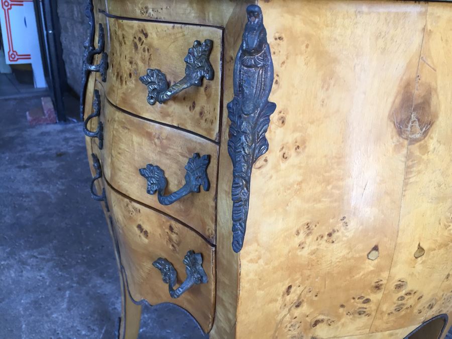 Small Bow Front Chest Of Drawers With Nice Marble Top [Photo 11]