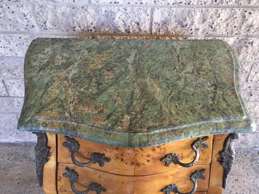 Small Bow Front Chest Of Drawers With Nice Marble Top [Photo 3]