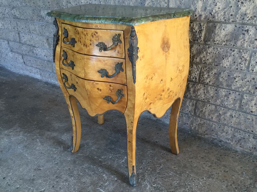 Small Bow Front Chest Of Drawers With Nice Marble Top [Photo 7]