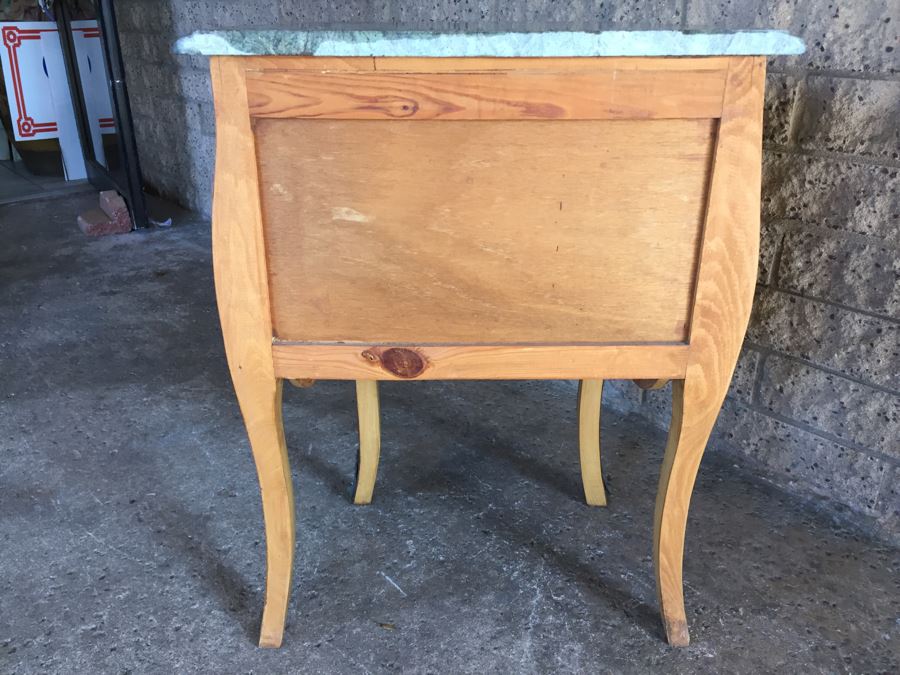 Small Bow Front Chest Of Drawers With Nice Marble Top [Photo 13]
