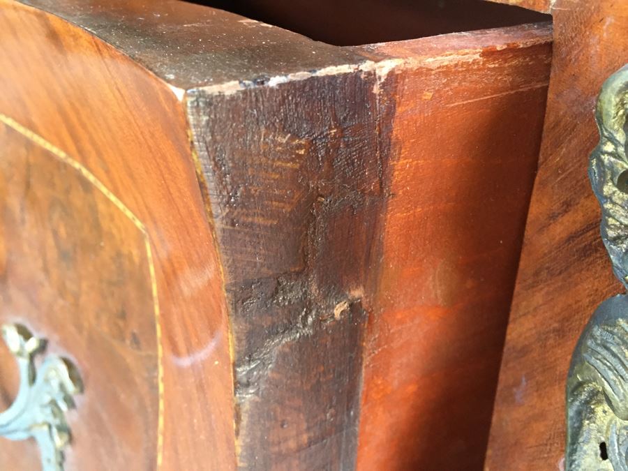 Stunning Large Bow Front Commode Chest Of Drawers With Nice Marble Top [Photo 17]