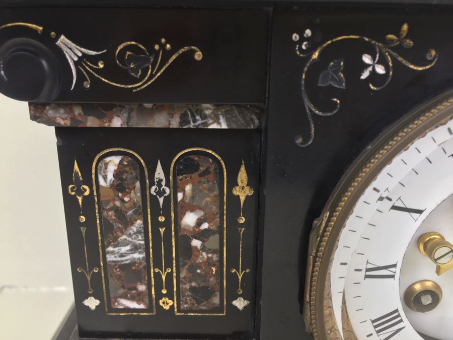 Impressive Antique Waterbury Clock Co. French Marble Open Escapement Mantle Clock [Photo 4]