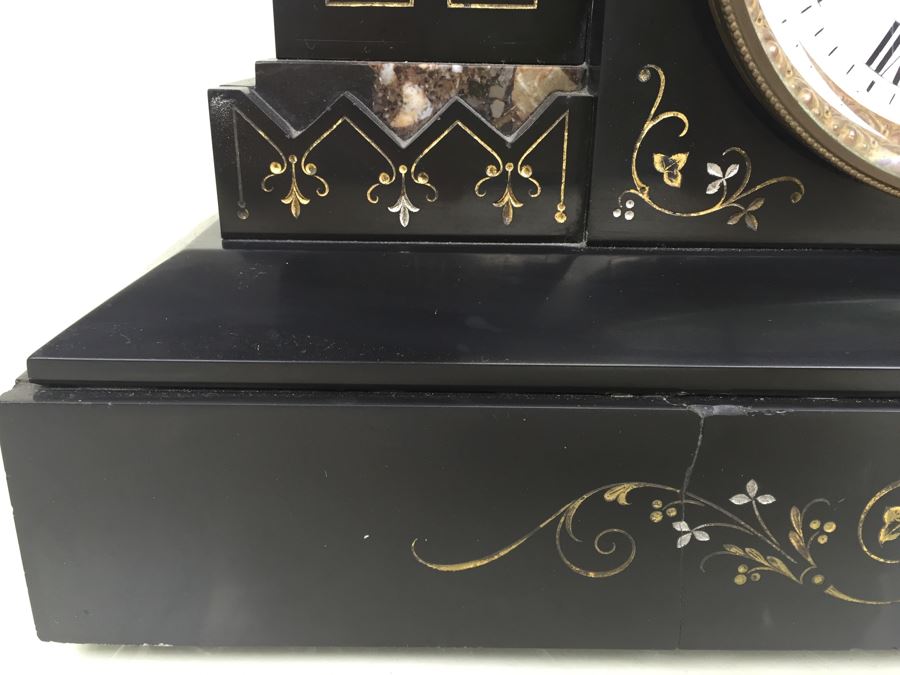 Impressive Antique Waterbury Clock Co. French Marble Open Escapement Mantle Clock [Photo 6]