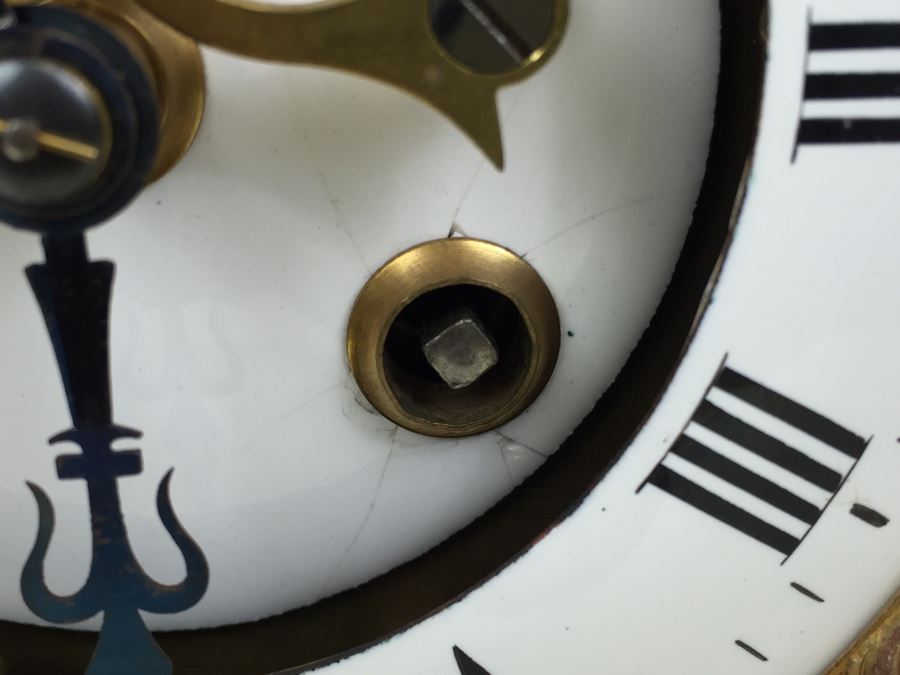 Impressive Antique Waterbury Clock Co. French Marble Open Escapement Mantle Clock [Photo 15]