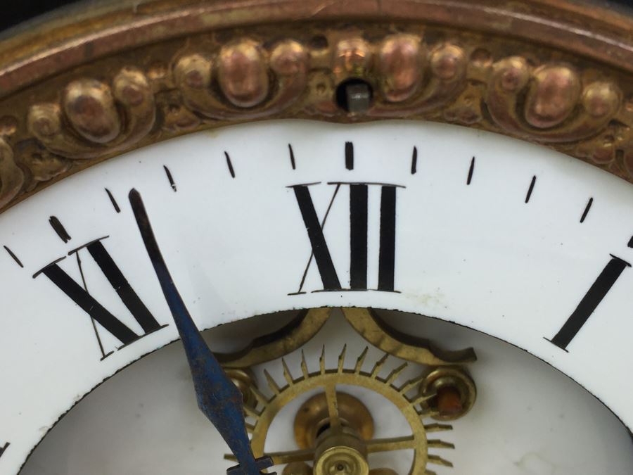 Impressive Antique Waterbury Clock Co. French Marble Open Escapement Mantle Clock [Photo 12]